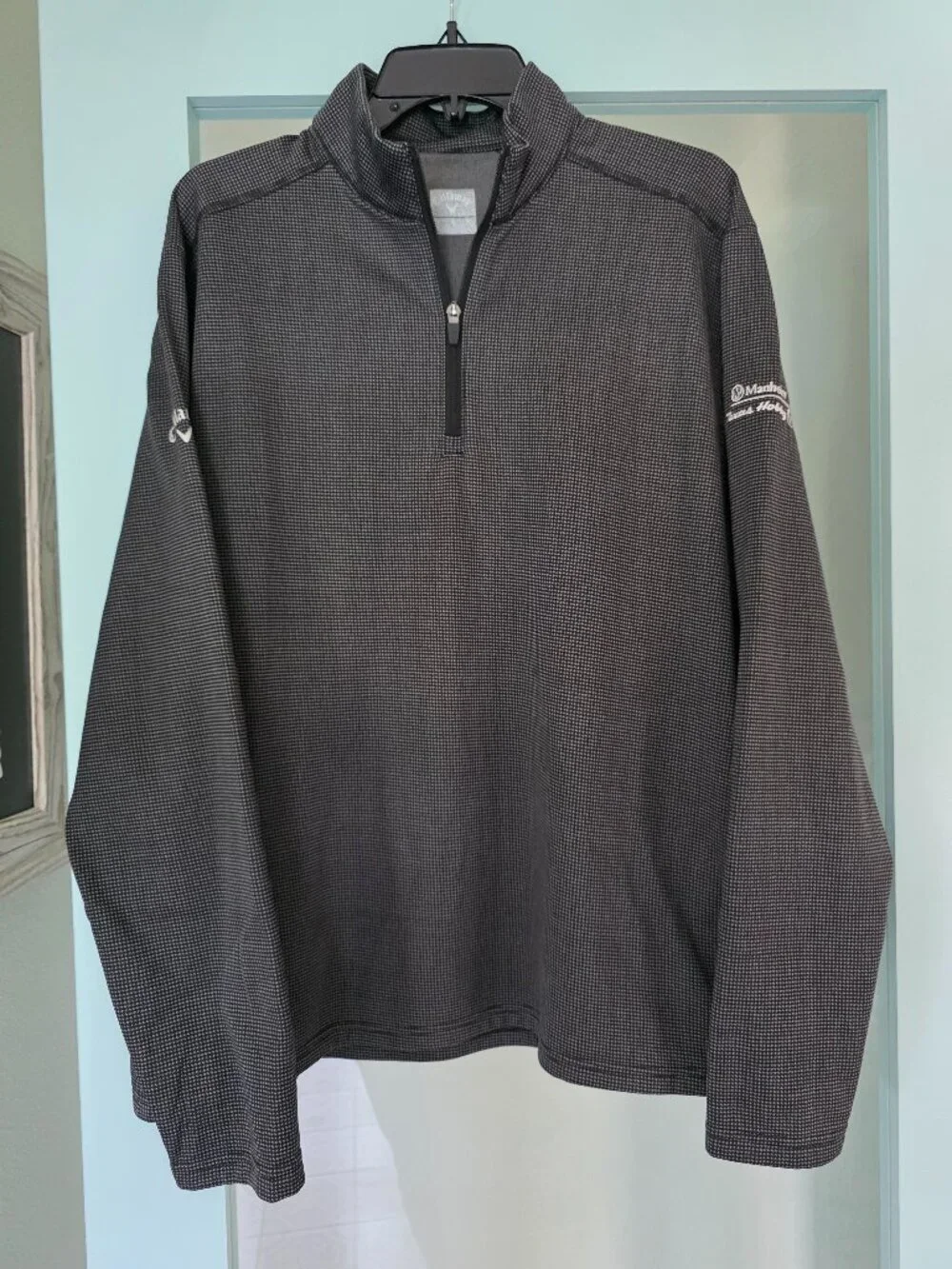Callaway Golf Men's Quarter-Zip Textured Grid Performance Pullover Fleece Jacket
